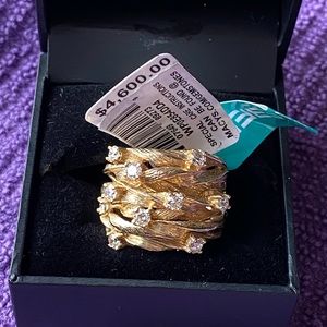 Effie 14K yellow gold ring with diamonds, size 7.